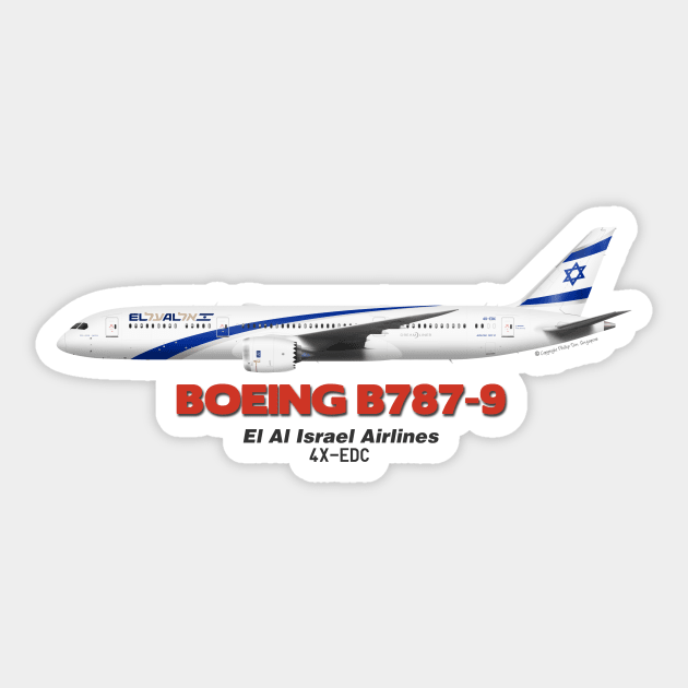 Boeing B787-9 - El Al Israel Airlines Sticker by TheArtofFlying